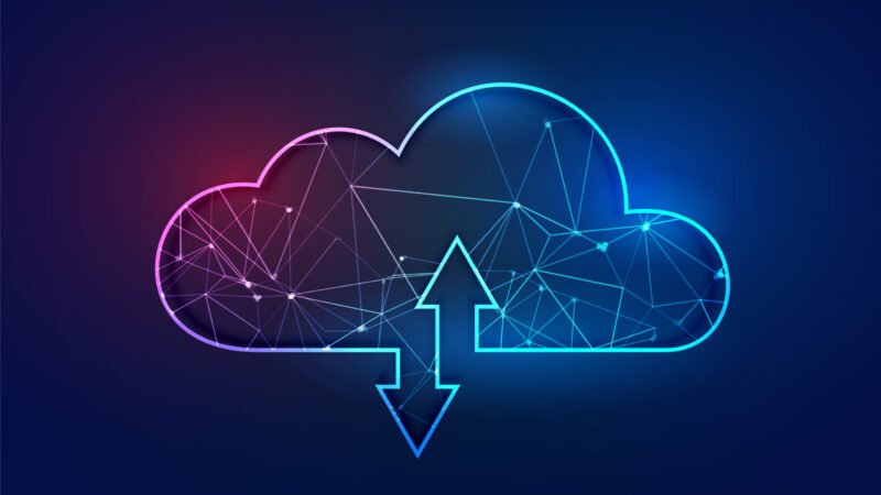 cloud computing polygonal wireframe technology concept background